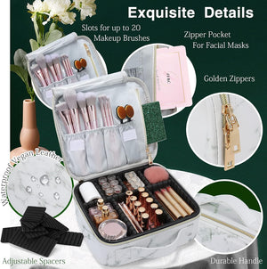 Croc-Embossed Premium Travel Beauty Case - Spacious Cosmetic Organizer Bag