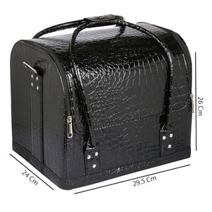 Croc-Embossed Premium Travel Beauty Case - Spacious Cosmetic Organizer Bag