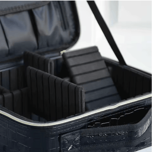 Croc-Embossed Premium Travel Beauty Case - Spacious Cosmetic Organizer Bag