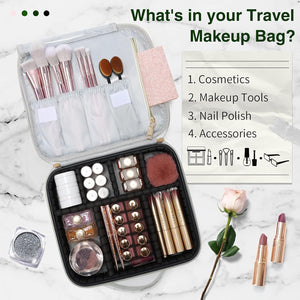 Croc-Embossed Premium Travel Beauty Case - Spacious Cosmetic Organizer Bag