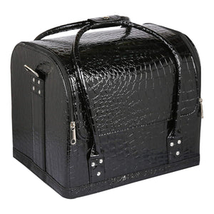 Croc-Embossed Premium Travel Beauty Case - Spacious Cosmetic Organizer Bag