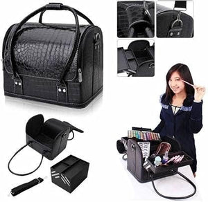 Croc-Embossed Premium Travel Beauty Case - Spacious Cosmetic Organizer Bag