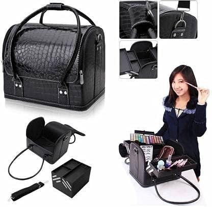 Croc-Embossed Premium Travel Beauty Case - Spacious Cosmetic Organizer Bag