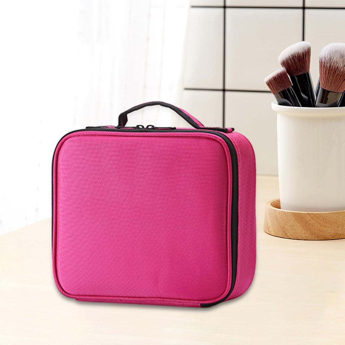 Croc-Embossed Premium Travel Beauty Case - Spacious Cosmetic Organizer Bag