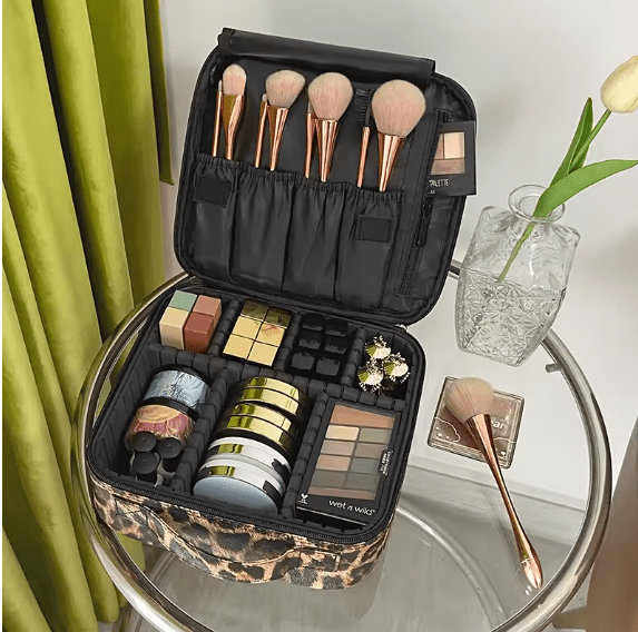 Croc-Embossed Premium Travel Beauty Case - Spacious Cosmetic Organizer Bag