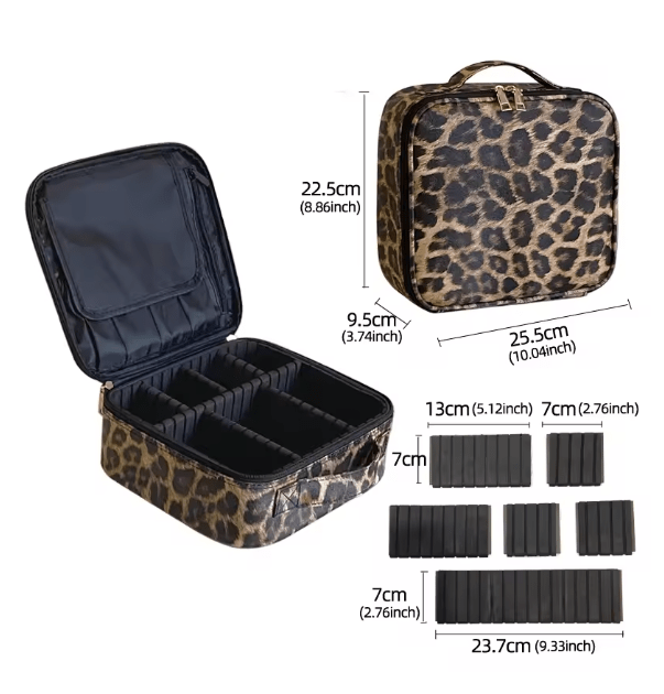 Croc-Embossed Premium Travel Beauty Case - Spacious Cosmetic Organizer Bag