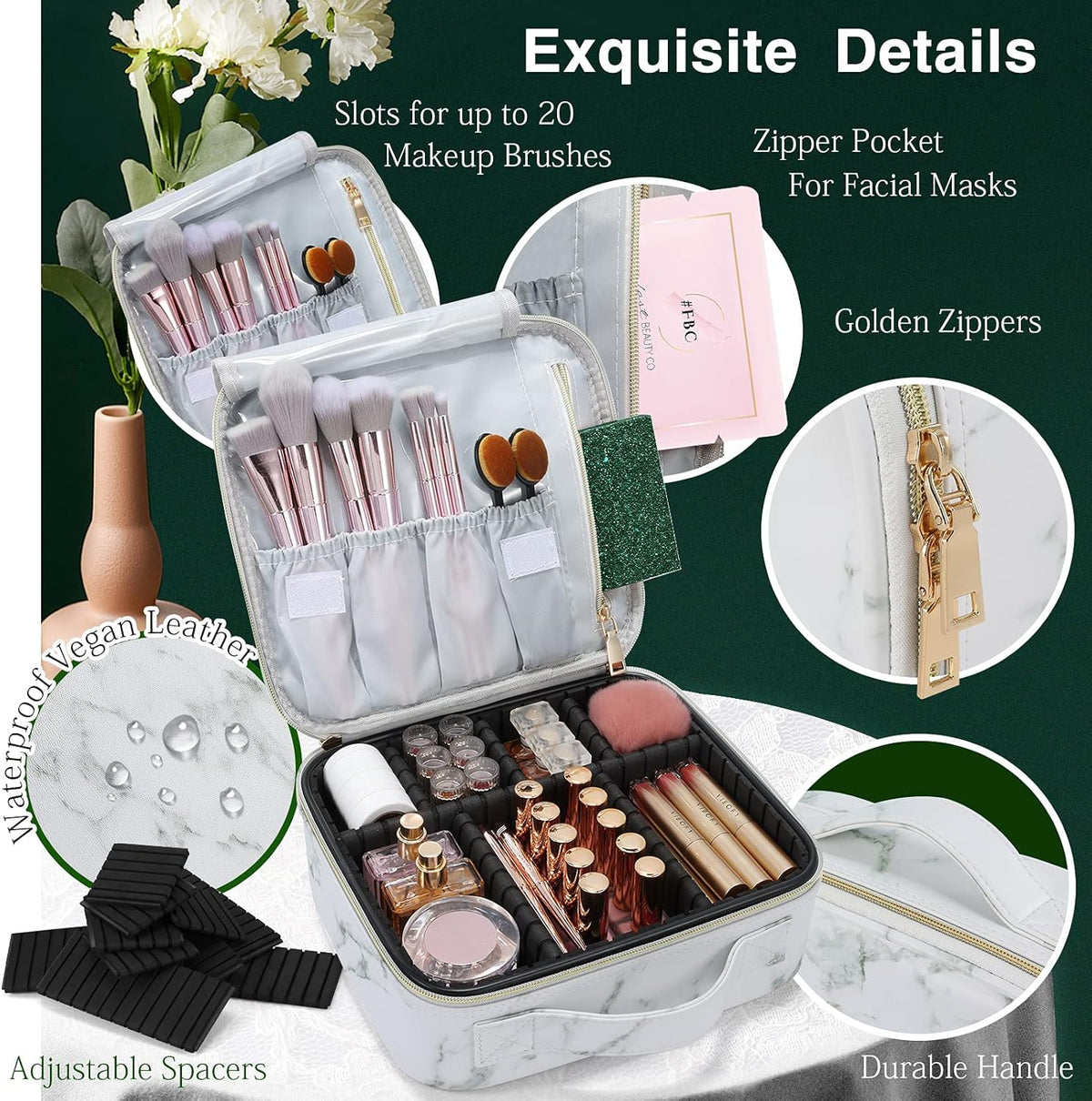Croc-Embossed Premium Travel Beauty Case - Spacious Cosmetic Organizer Bag