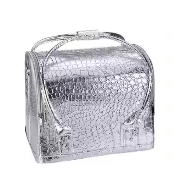 Croc-Embossed Premium Travel Beauty Case - Spacious Cosmetic Organizer Bag