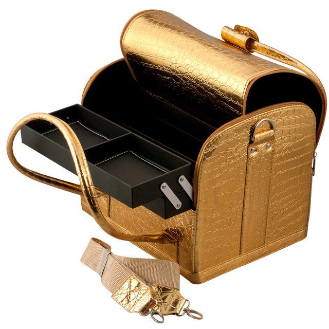 Croc-Embossed Premium Travel Beauty Case - Spacious Cosmetic Organizer Bag