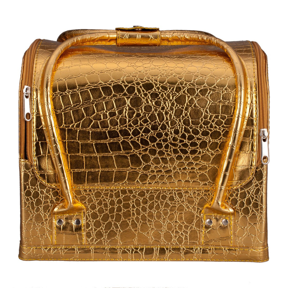 Croc-Embossed Premium Travel Beauty Case - Spacious Cosmetic Organizer Bag