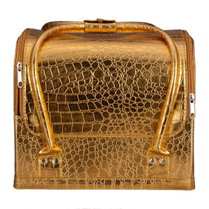 Croc-Embossed Premium Travel Beauty Case - Spacious Cosmetic Organizer Bag