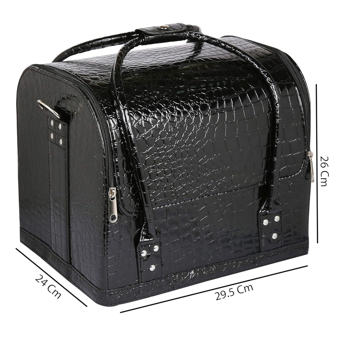 Croc-Embossed Premium Travel Beauty Case - Spacious Cosmetic Organizer Bag