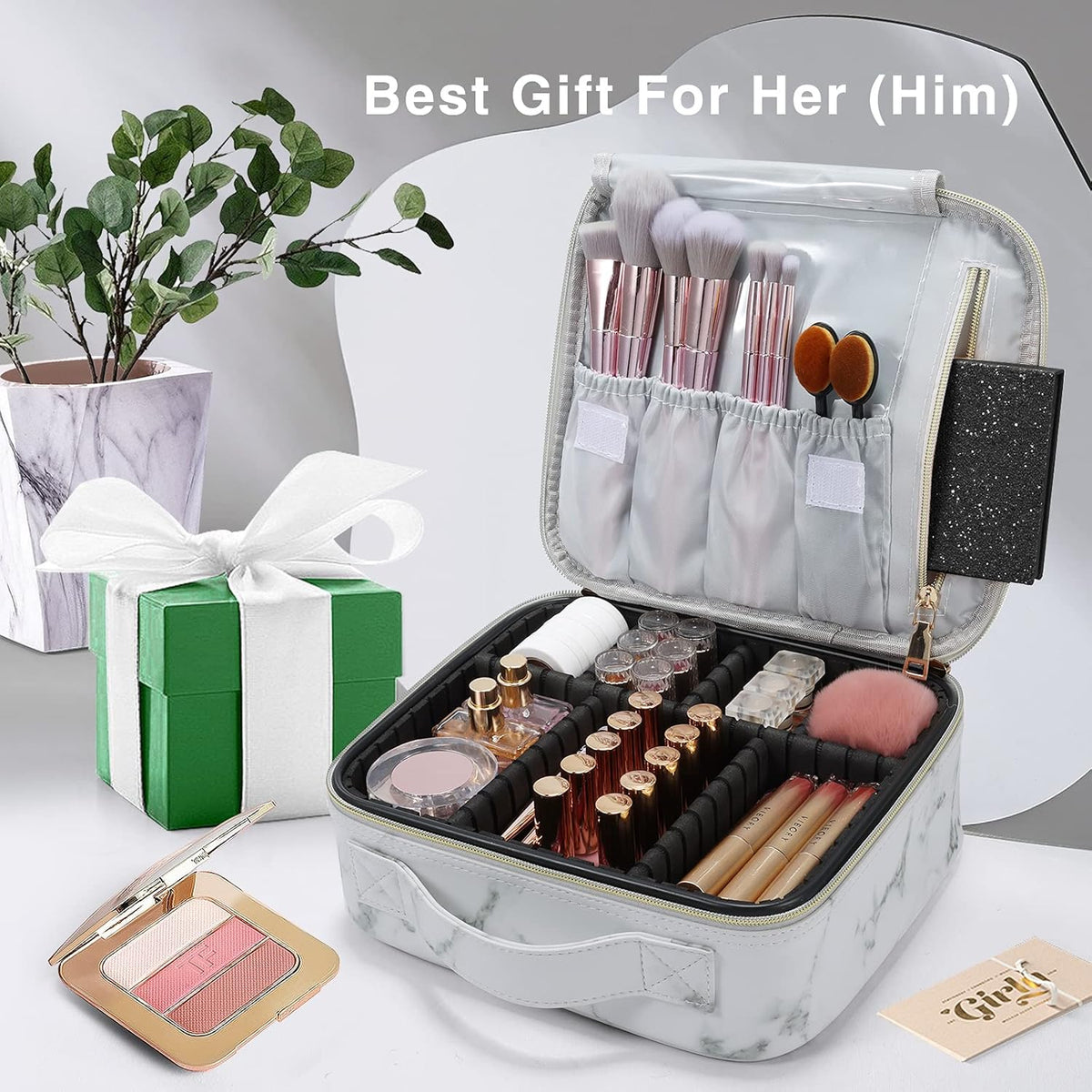 Croc-Embossed Premium Travel Beauty Case - Spacious Cosmetic Organizer Bag