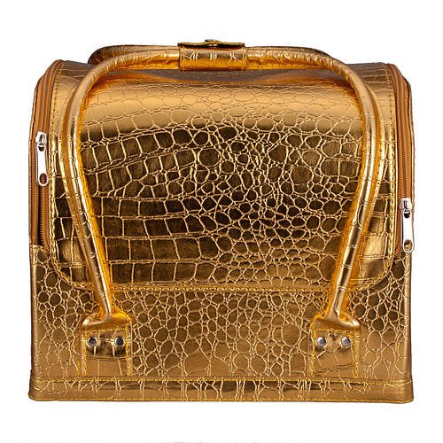Croc-Embossed Premium Travel Beauty Case - Spacious Cosmetic Organizer Bag