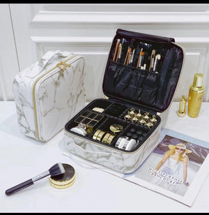 Croc-Embossed Premium Travel Beauty Case - Spacious Cosmetic Organizer Bag