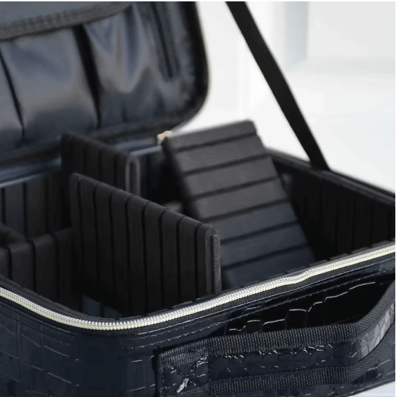 Croc-Embossed Premium Travel Beauty Case - Spacious Cosmetic Organizer Bag