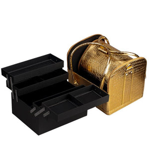 Croc-Embossed Premium Travel Beauty Case - Spacious Cosmetic Organizer Bag
