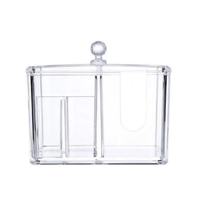 Dustproof Clear Acrylic Cotton Pad & Swab Organizer Box with Lid