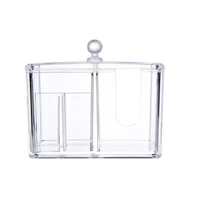 Dustproof Clear Acrylic Cotton Pad & Swab Organizer Box with Lid